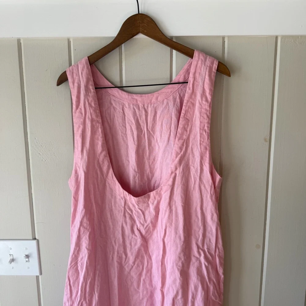 Free People Baby Pink Backless Sleeveless Linen Dress, Size XL - Picture 3 of 7